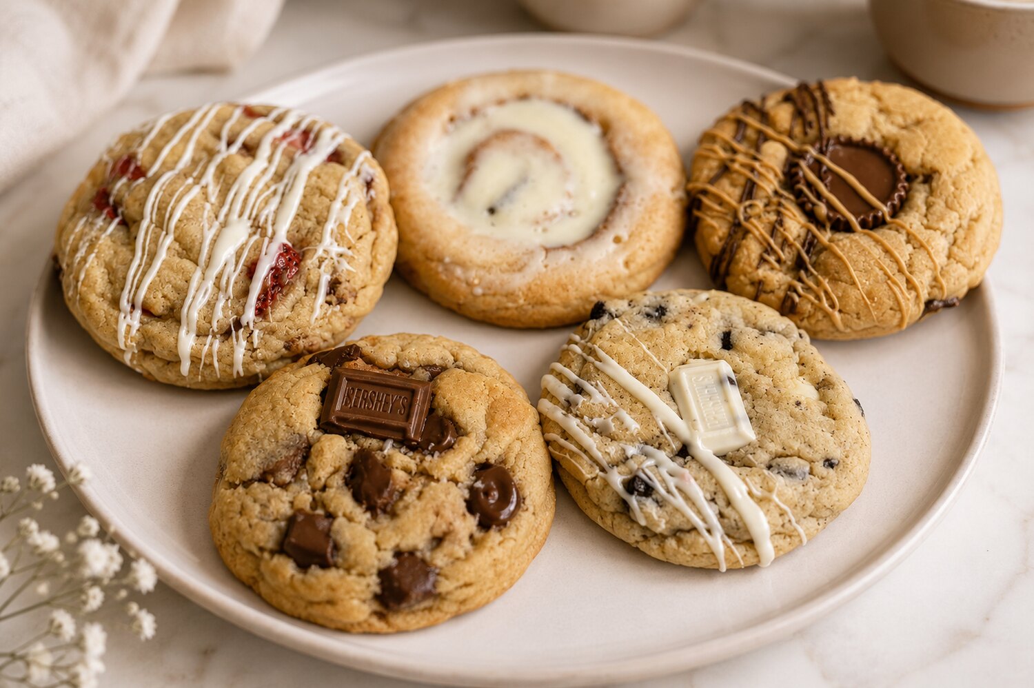 A plate of assorted Eliana Bakes cookies